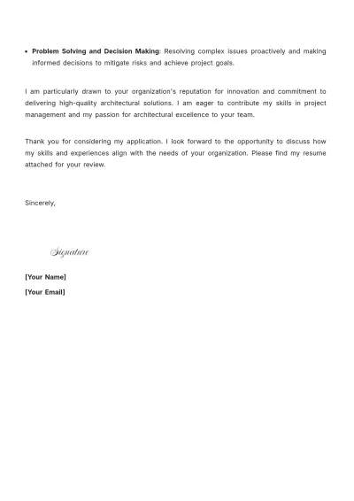 Free Architectural Project Management Cover Letter to Edit Online
