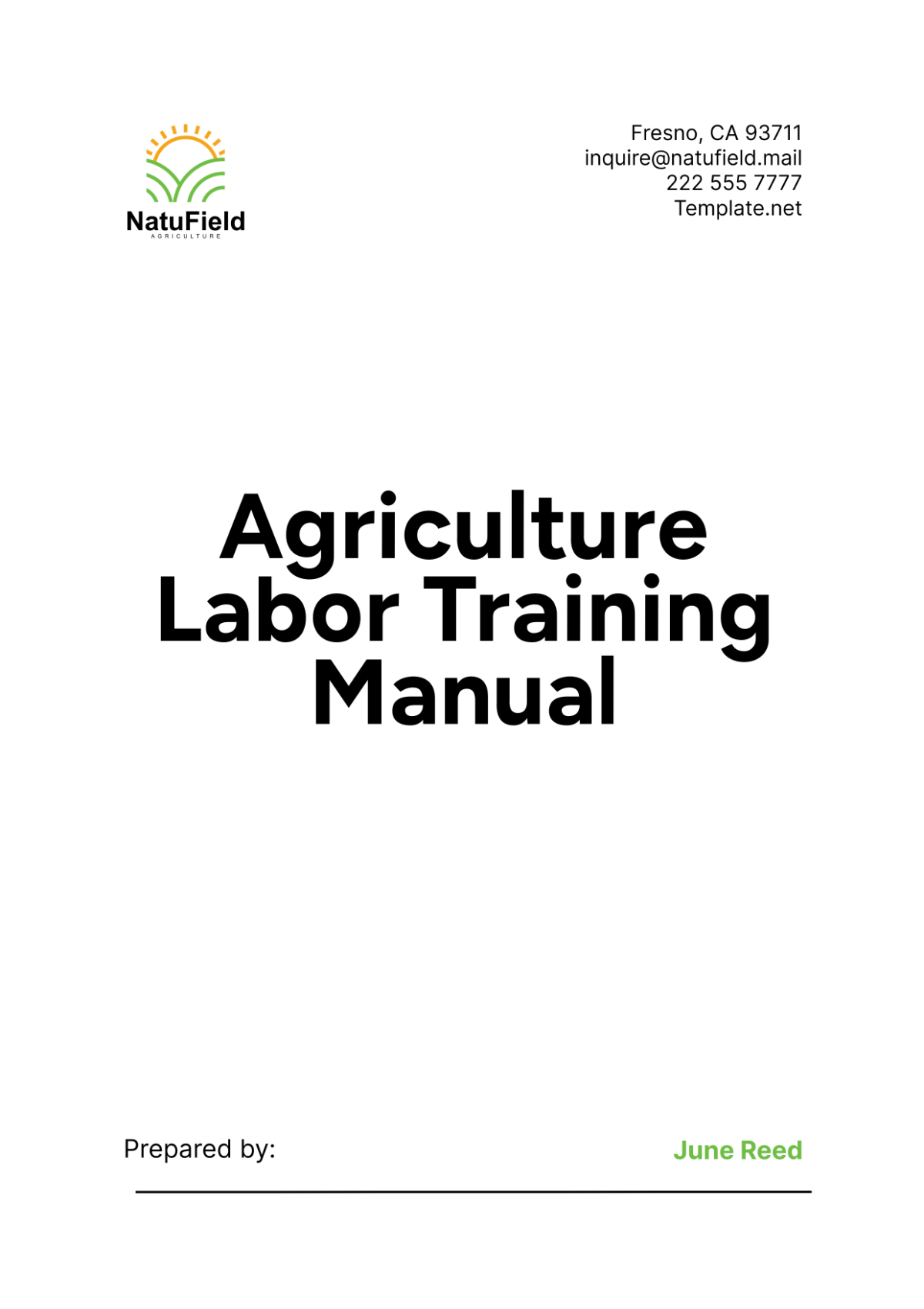 Agriculture Labor Training Manual Template - Edit Online & Download