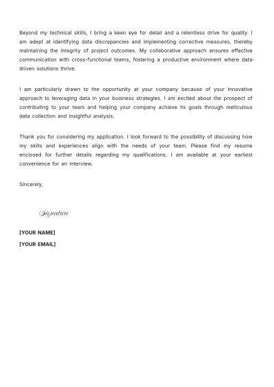 Free Data Collector Cover Letter to Edit Online