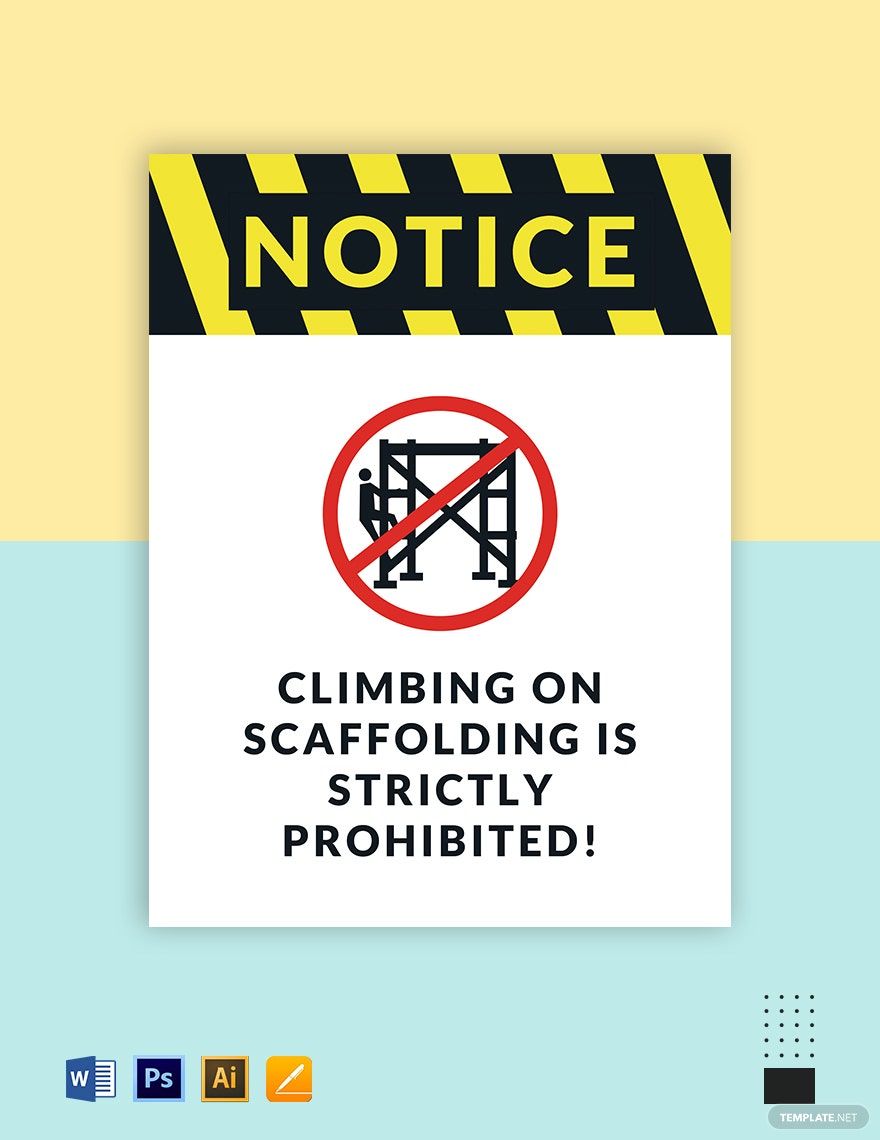 Danger - Do Not Climb on Scaffolding Sign Template