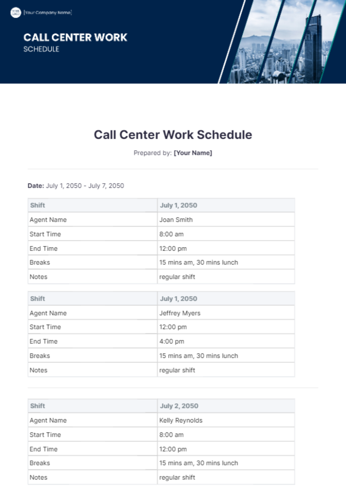 Call Center Work Schedule Template - Edit Online & Download