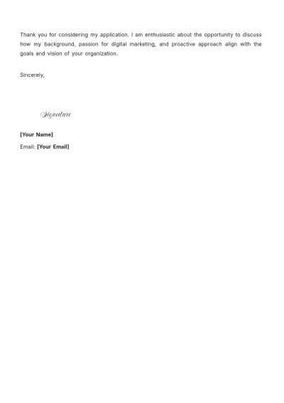 Free Digital Marketing Entry Level Cover Letter to Edit Online