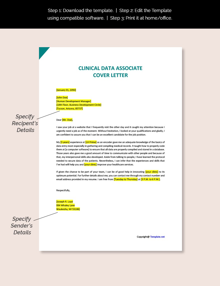 Clinical Data Associate Cover Letter