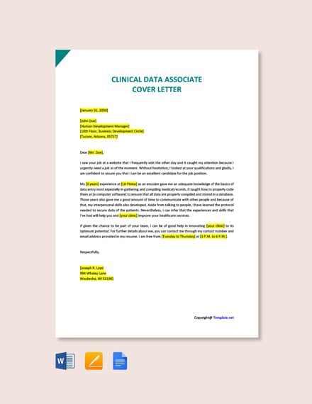 Clinical Data Associate Cover Letter 