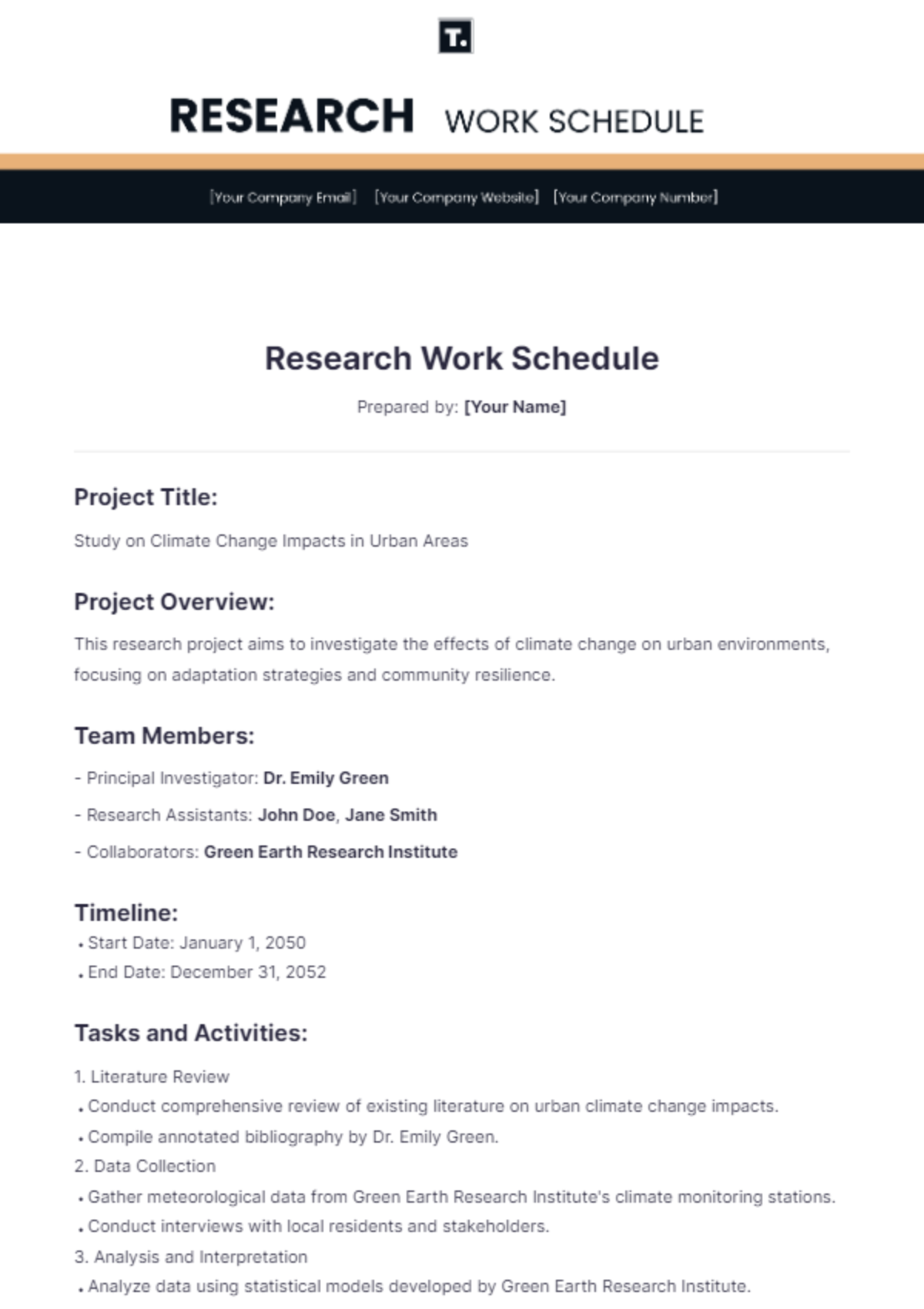 Research Work Schedule Template - Edit Online & Download