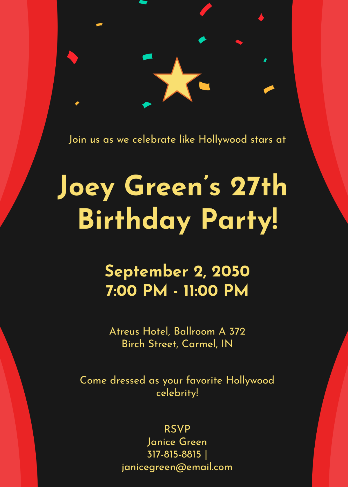 Hollywood Birthday Invitation