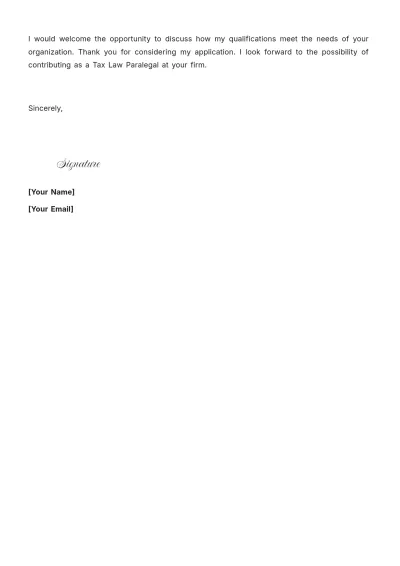 Free Tax Law Paralegal Cover Letter to Edit Online