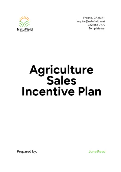 Free Agriculture Sales Incentive Plan Template to Edit Online