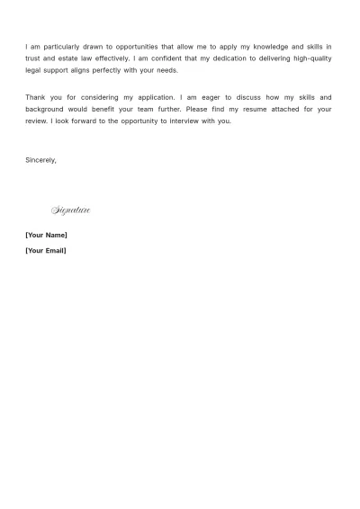 Free Trust and Estates Paralegal Cover Letter to Edit Online