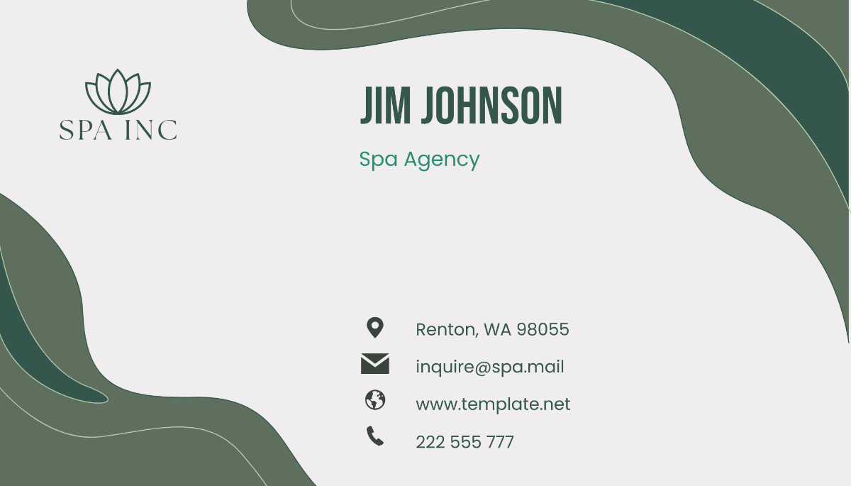 Spa Agency Business Card