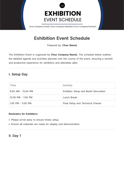 Free Exhibition Event Schedule Template to Edit Online