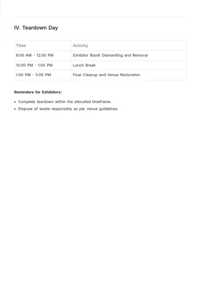 Free Exhibition Event Schedule Template to Edit Online