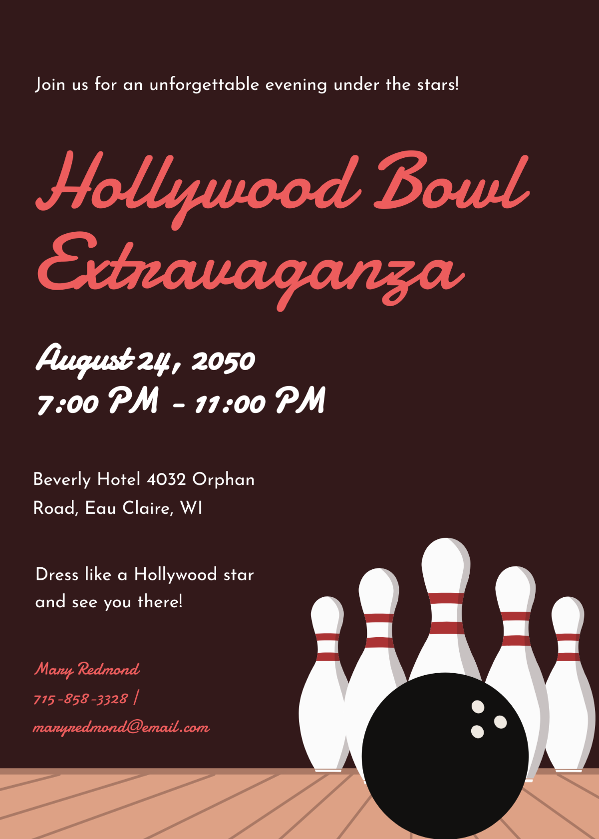 Hollywood Bowl Party Invitation