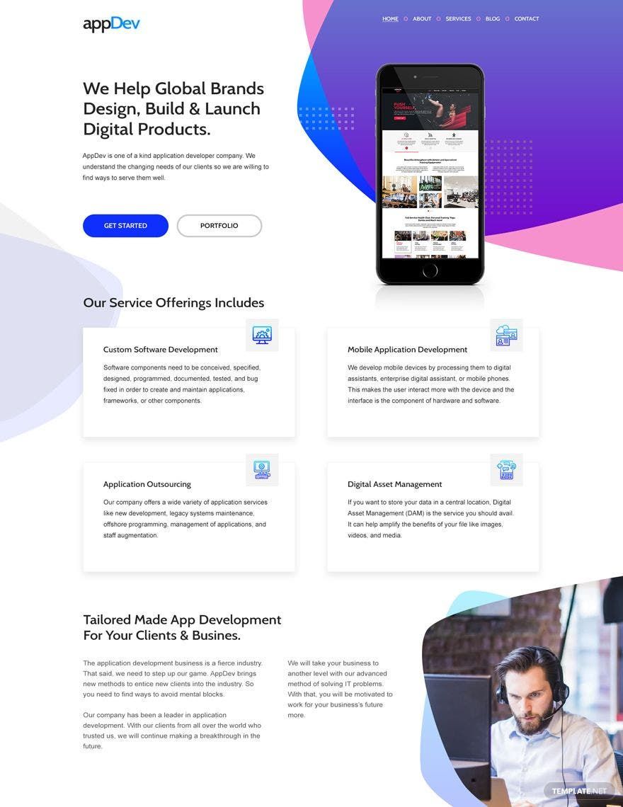 App Development Website Template in PSD, HTML5