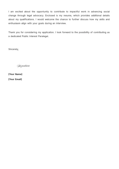Free Public Interest Paralegal Cover Letter to Edit Online