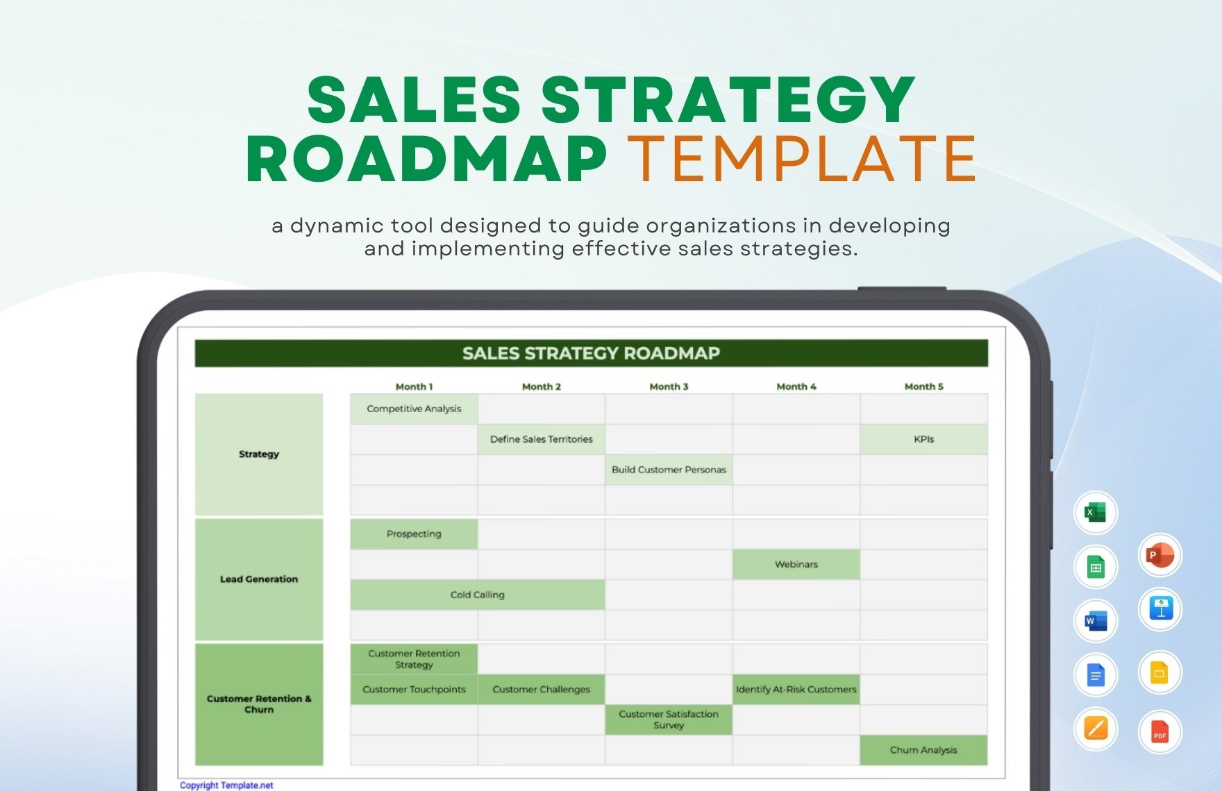 Sales Strategy Roadmap Template in Word, Google Docs, Excel, PDF, Google Sheets, Apple Pages, PowerPoint, Google Slides, Apple Keynote