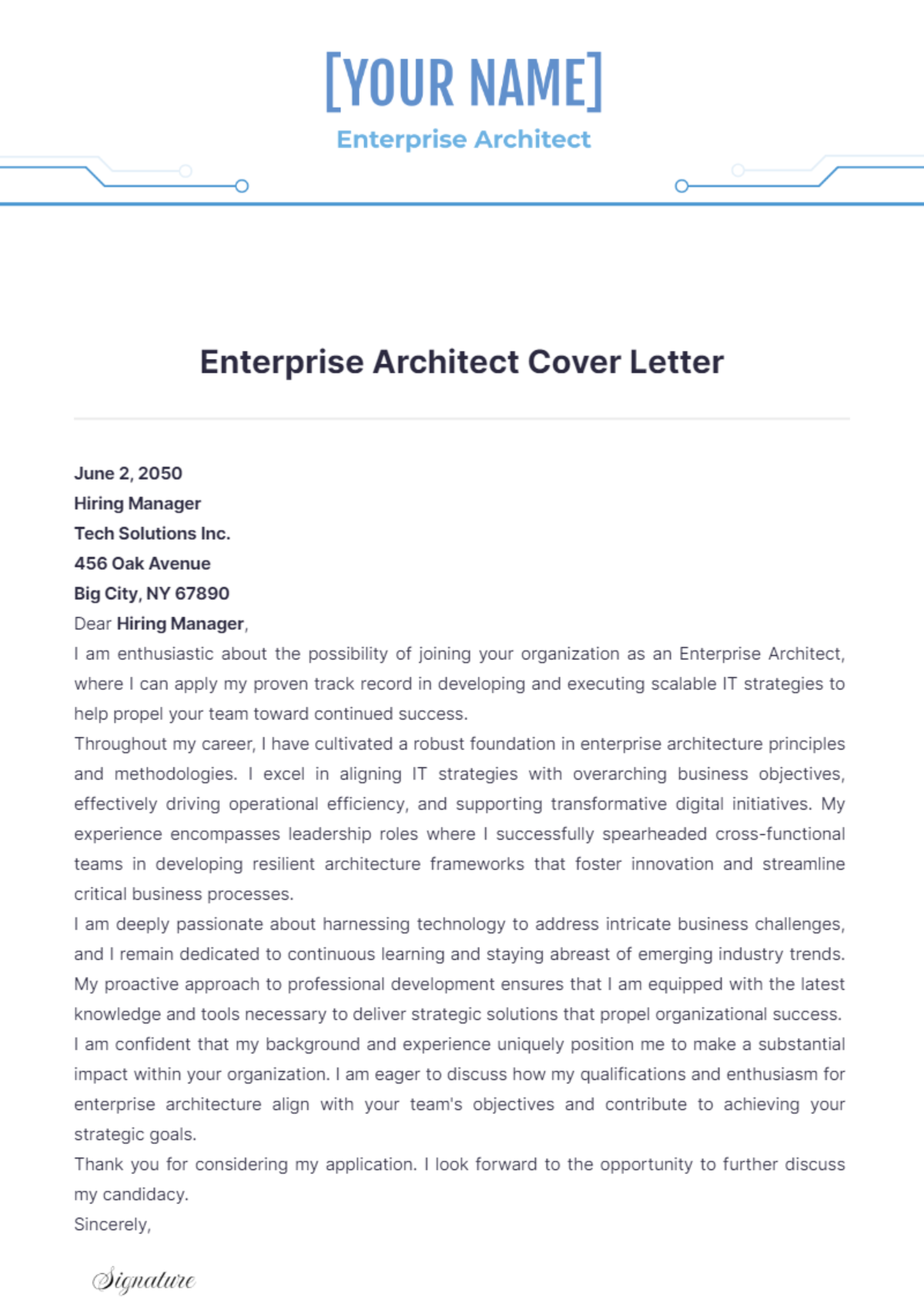 Enterprise Architect Cover Letter