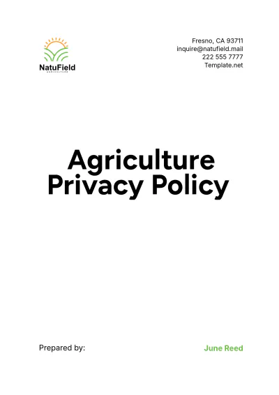 Free Agriculture Privacy Policy Template to Edit Online