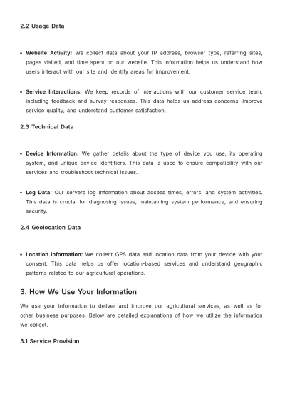 Free Agriculture Privacy Policy Template to Edit Online