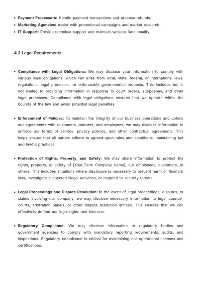 Free Agriculture Privacy Policy Template to Edit Online