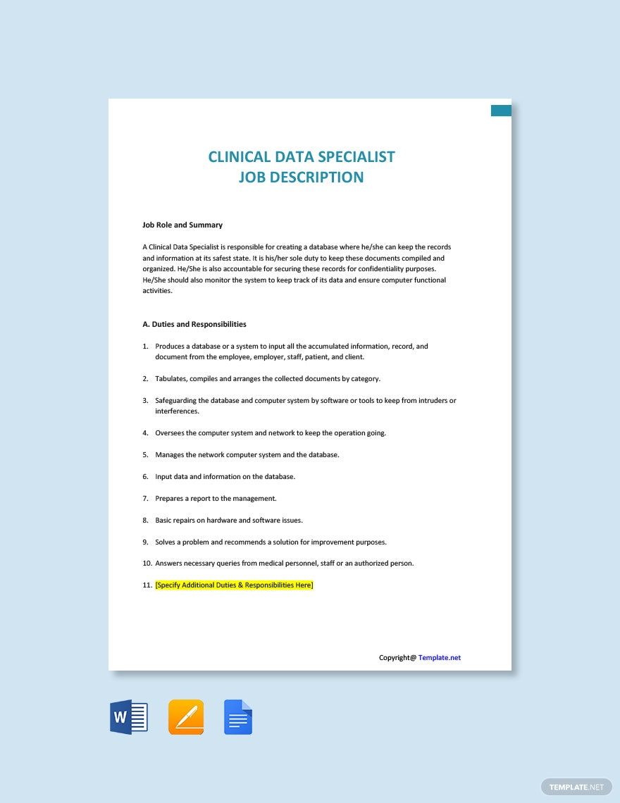 FREE Data Specialist Template Download In Word Google Docs PDF 