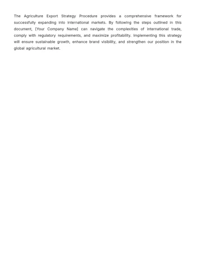 Free Agriculture Export Strategy Procedure Template to Edit Online