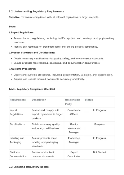 Free Agriculture Export Strategy Procedure Template to Edit Online