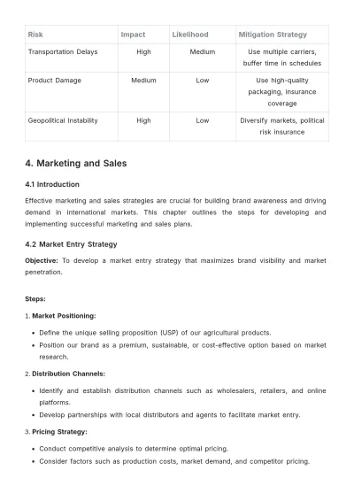 Free Agriculture Export Strategy Procedure Template to Edit Online