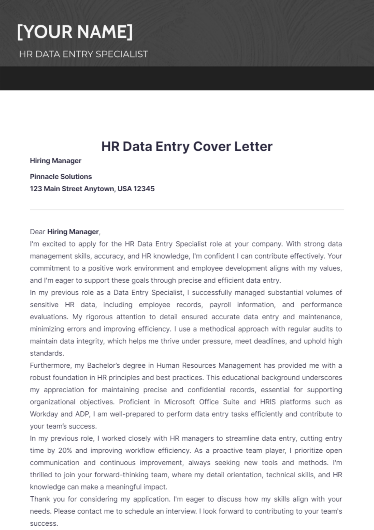 Data Entry Cover Letter Templates Edit Online And Download 