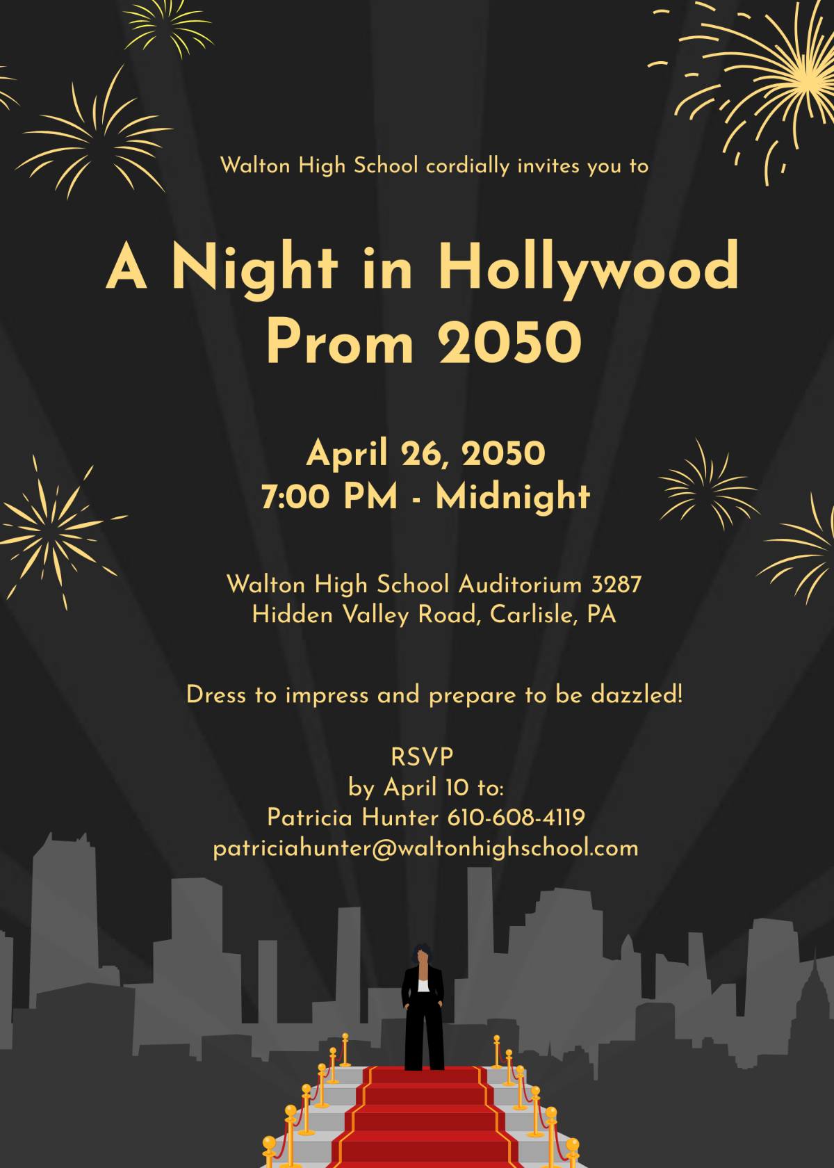 Hollywood Themed Prom Invitation