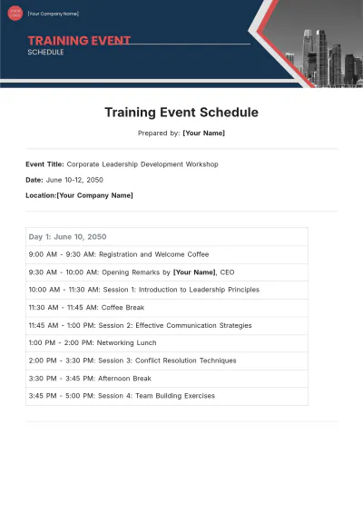 Free Training Event Schedule Template to Edit Online