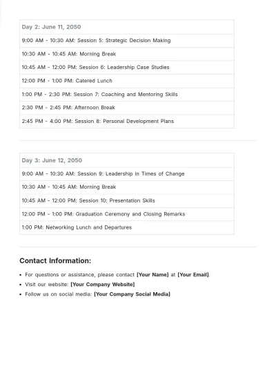Free Training Event Schedule Template to Edit Online