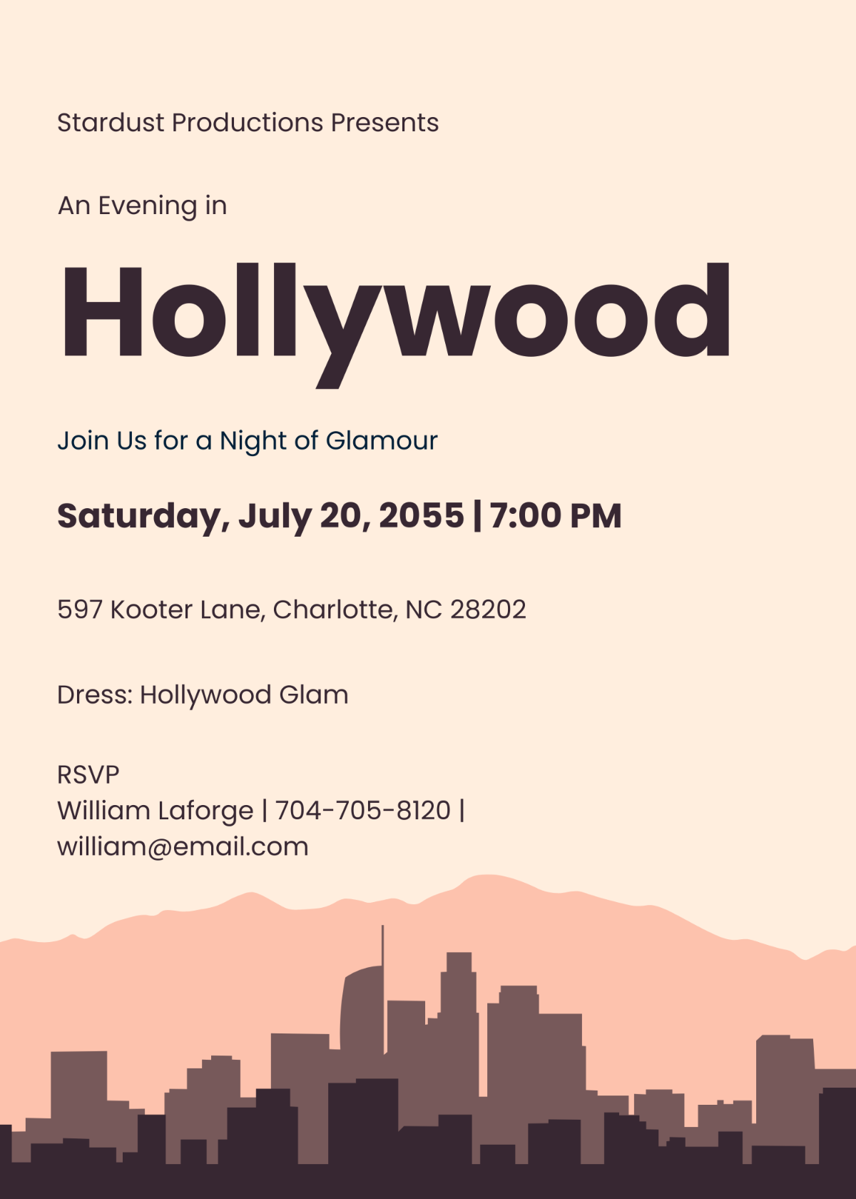 Minimalist Hollywood Invitation