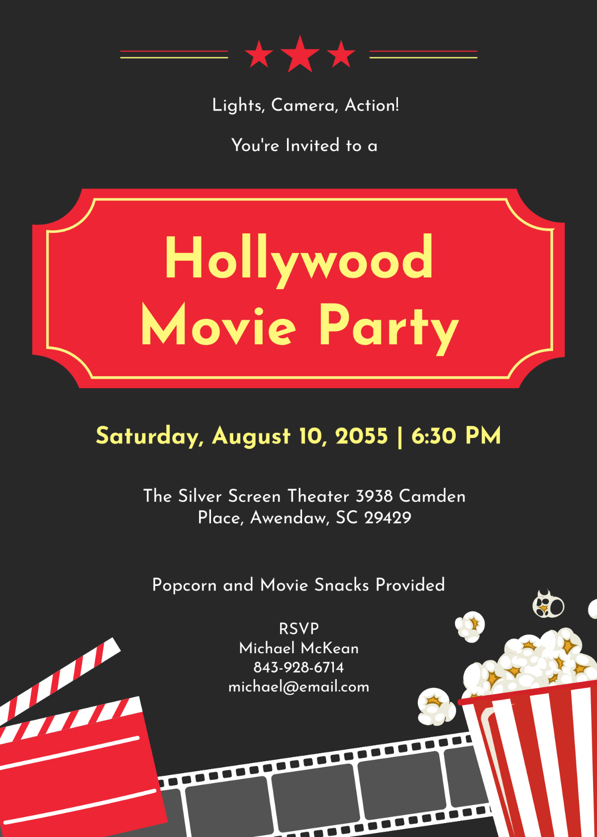 Hollywood Movie Party Invitation