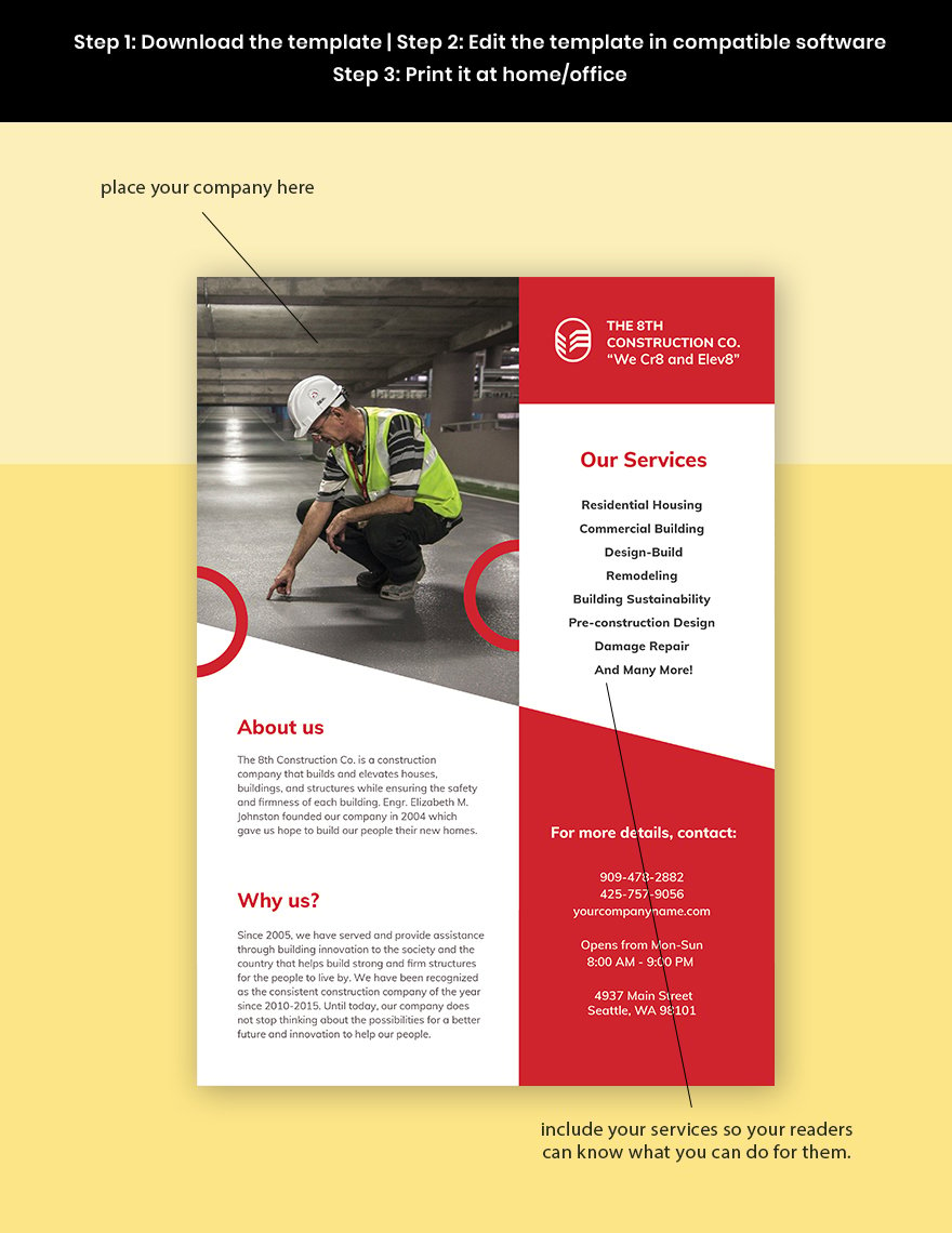 Construction Promotion Leaflet Template Format