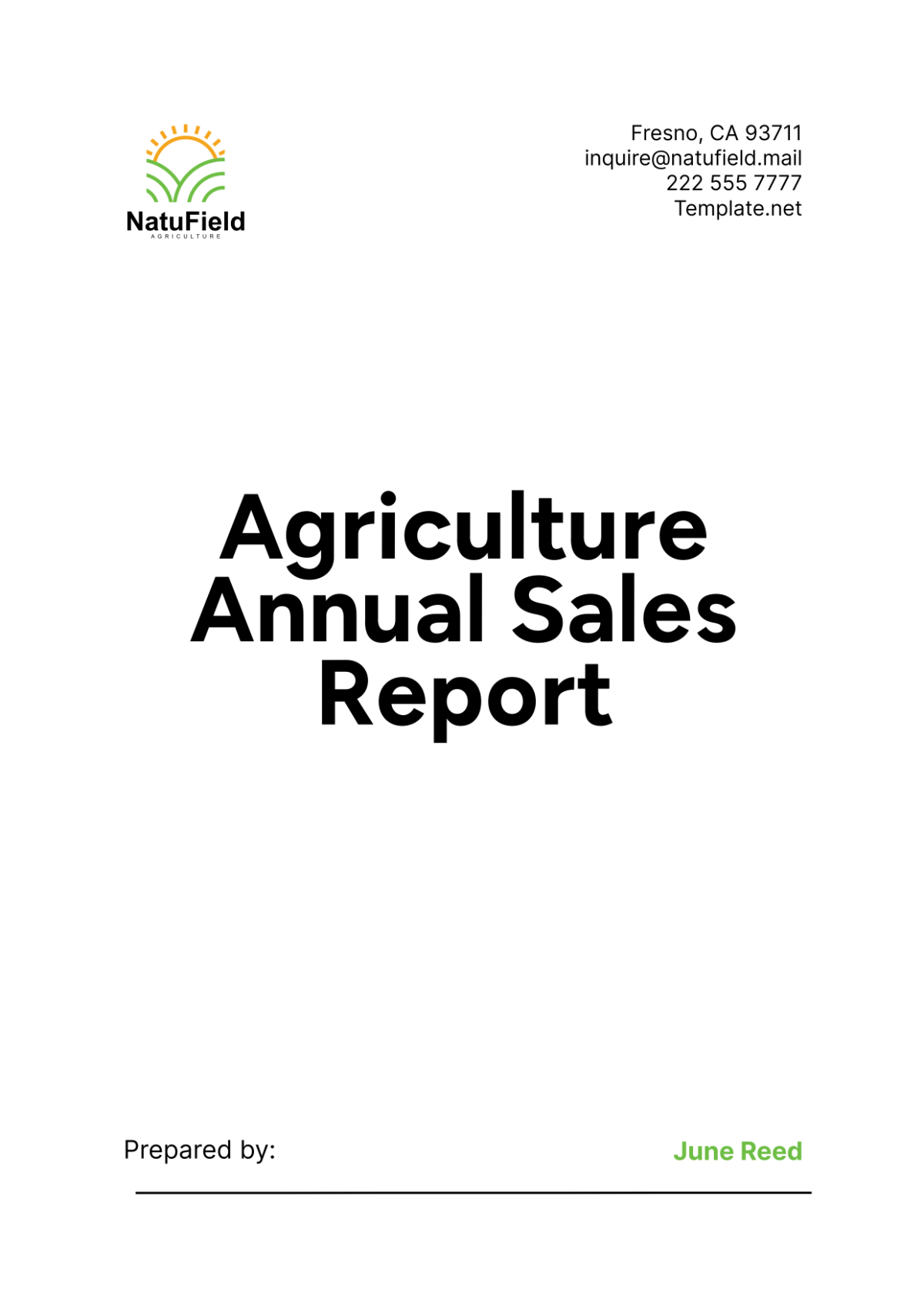 Agriculture Annual Sales Report Template - Edit Online & Download