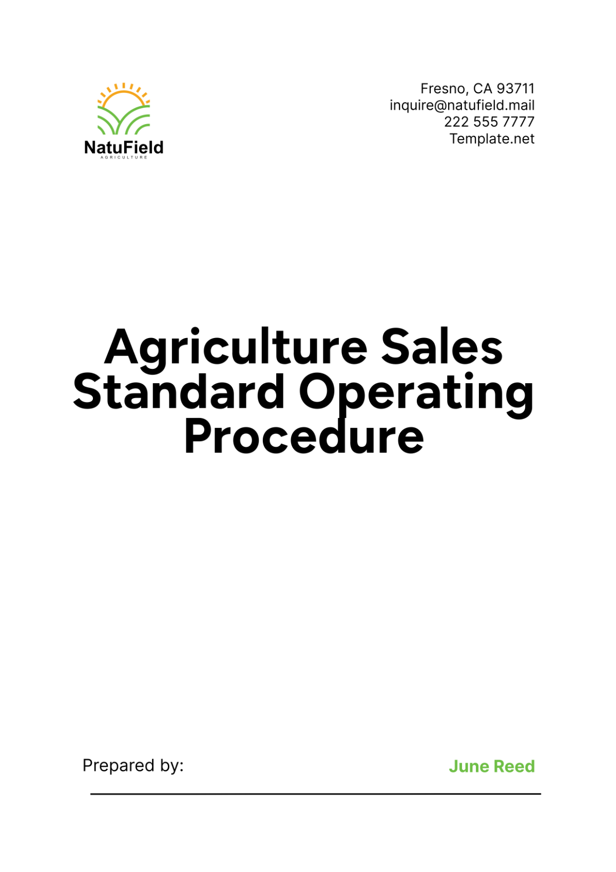 Agriculture Sales Standard Operating Procedure Template - Edit Online & Download