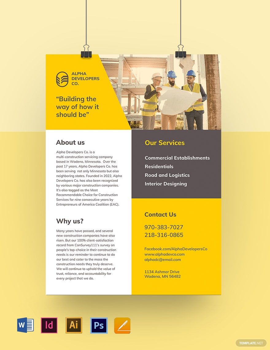 Construction Advertising Leaflet Template