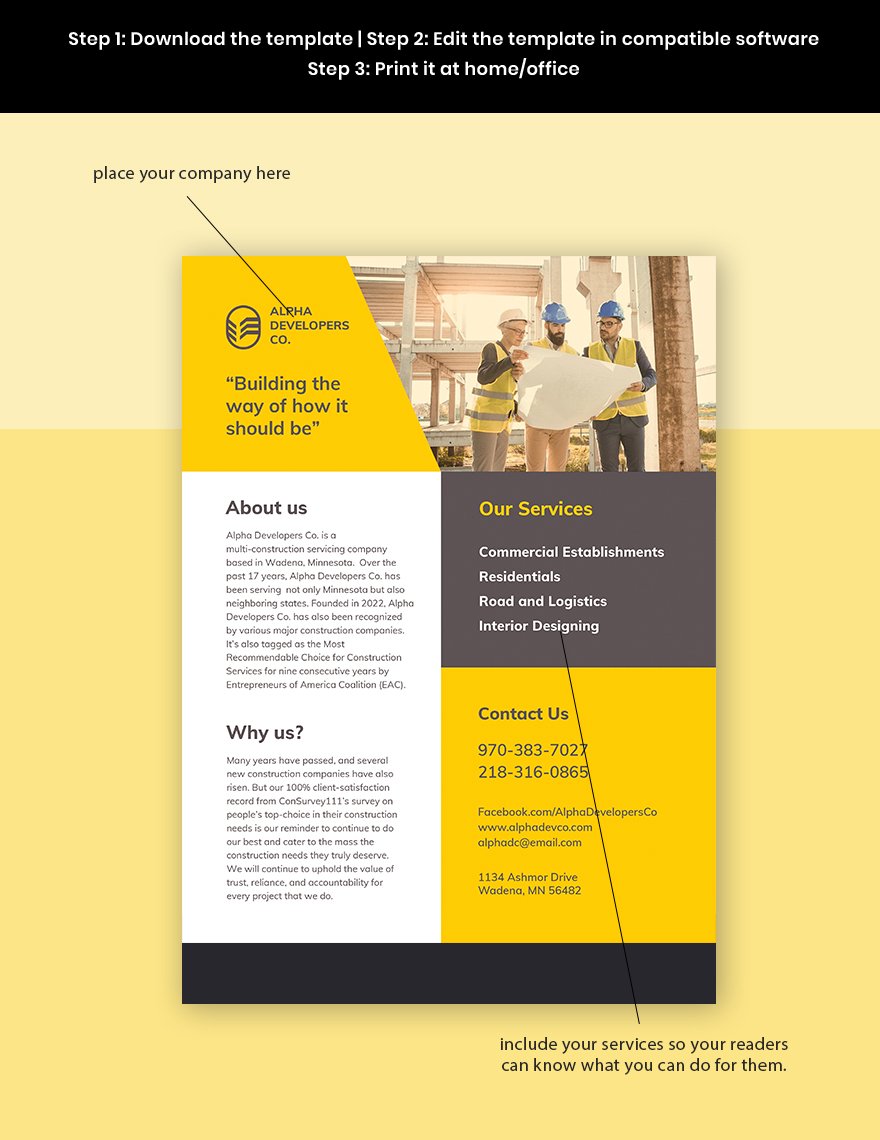 Construction Advertising Leaflet Template Format