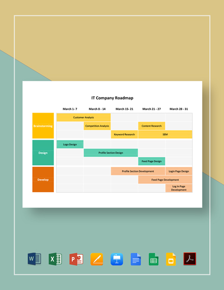 IT Company Roadmap Template - Google Docs, Google Sheets, Google Slides, Apple Keynote, Excel, PowerPoint, Word, Apple Pages, PDF