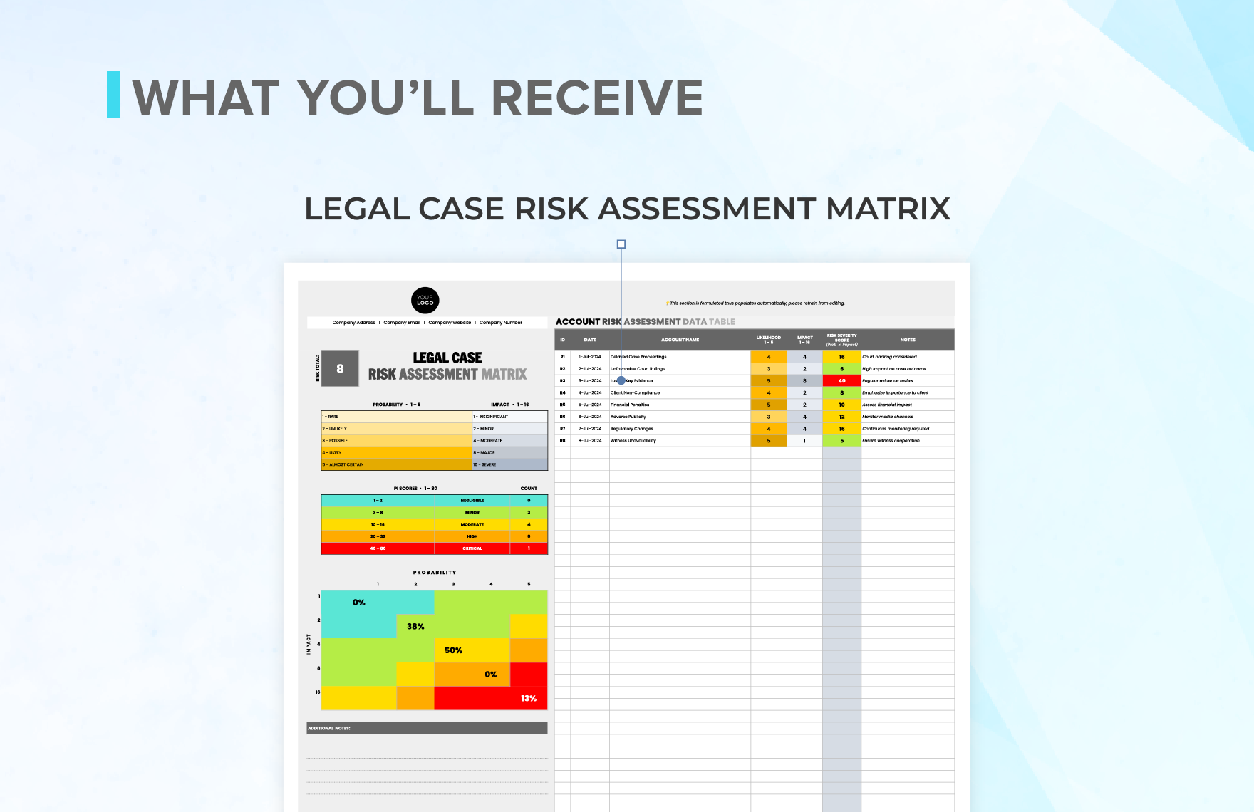 Legal Case Risk Assessment Matrix Template