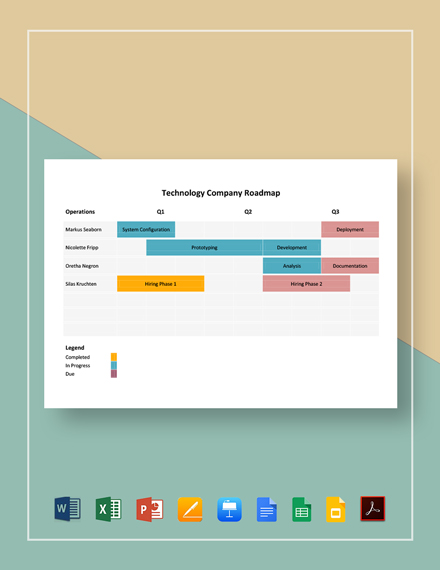 Technology Company Roadmap Template - Google Docs, Google Sheets, Google Slides, Apple Keynote, Excel, PowerPoint, Word, Apple Pages, PDF