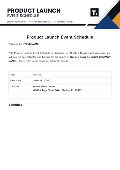 Free Product Launch Event Schedule Template to Edit Online