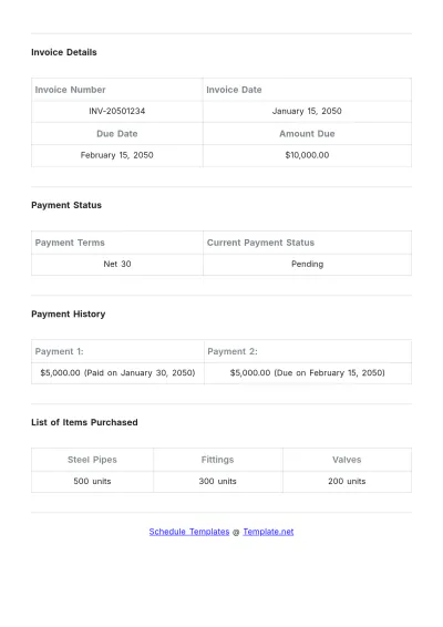 Free Inventory Payment Schedule Template to Edit Online