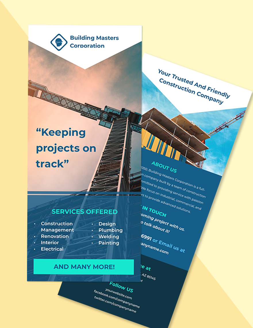 Industrial & Commercial Construction Rack Card Template