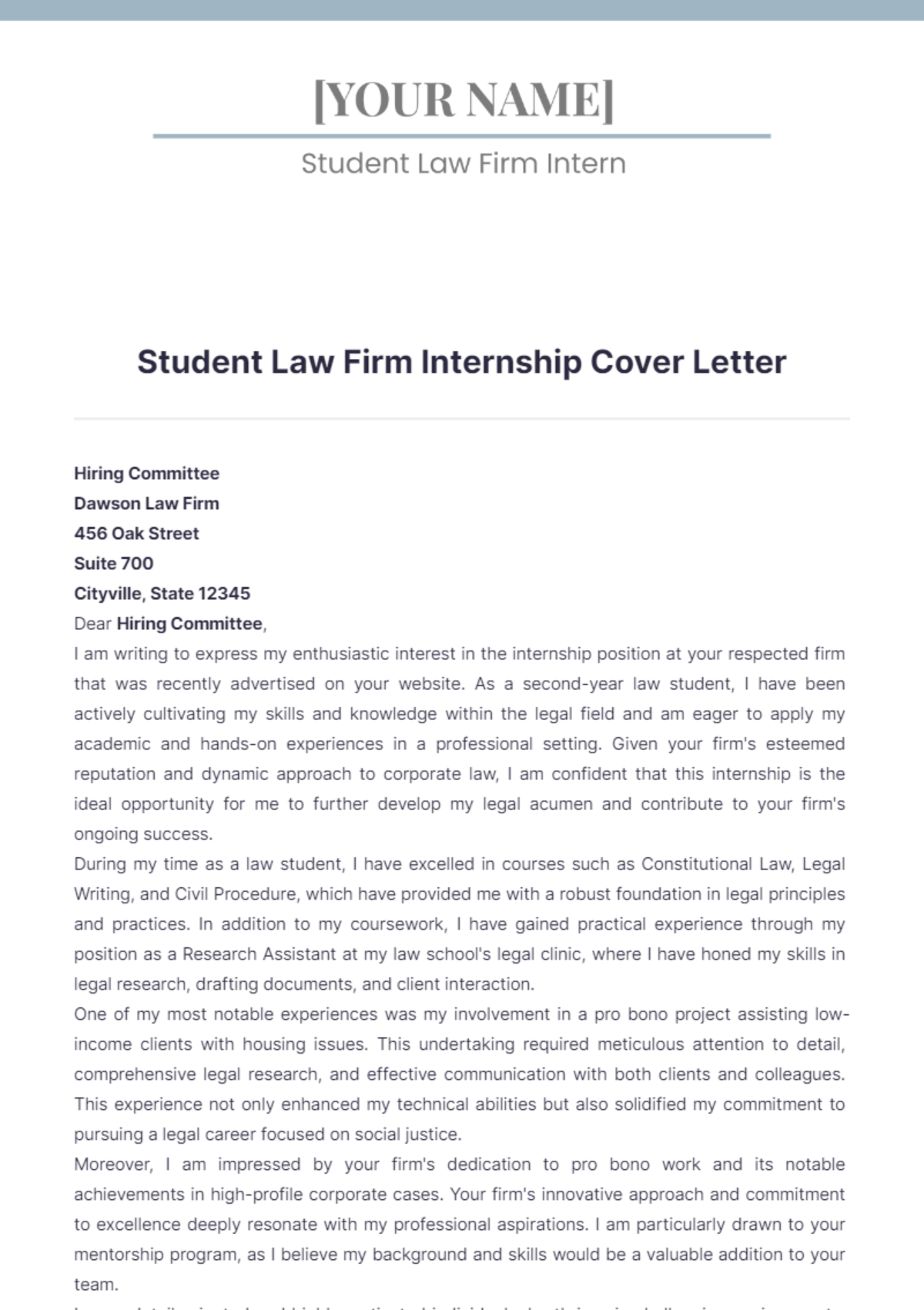 cover letter internship law firm