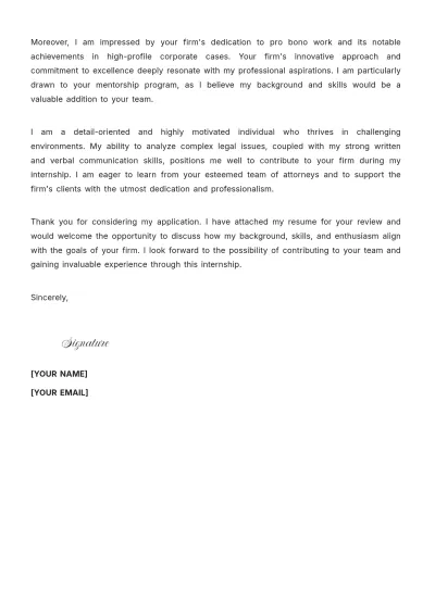 Free Student Law Firm Internship Cover Letter to Edit Online