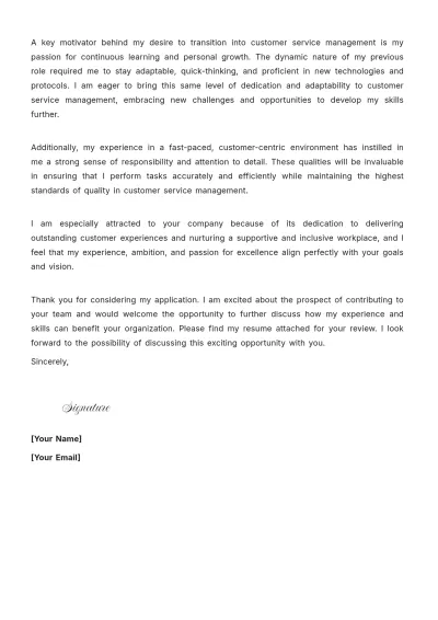Free Flight Attendant Career Change Cover Letter to Edit Online