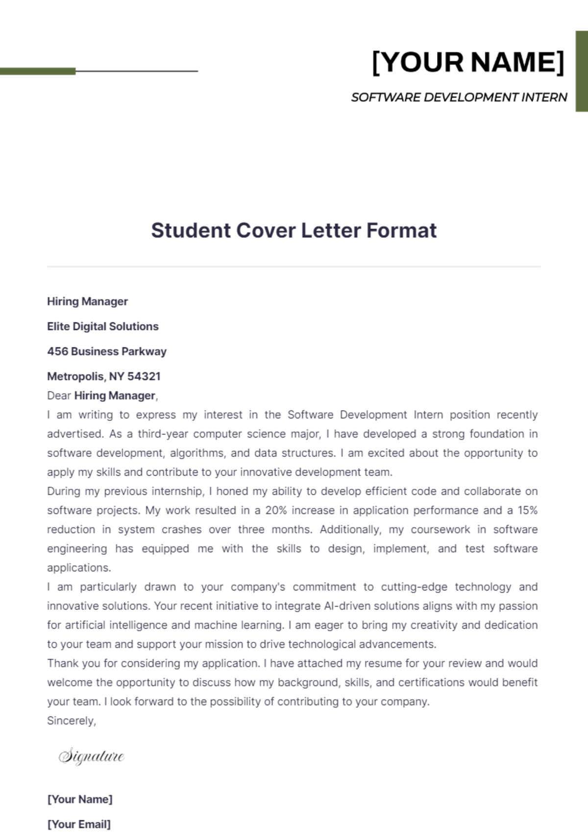 Student Cover Letter Format - Edit Online & Download