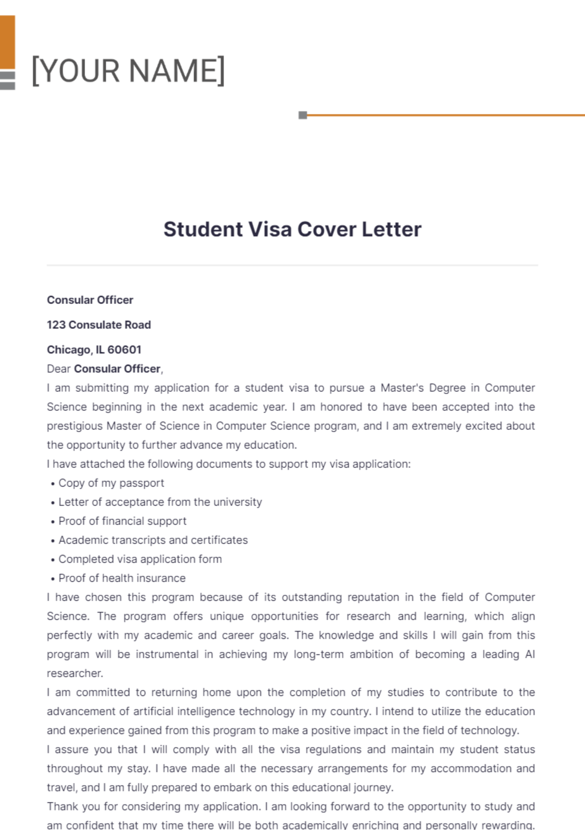 cover letter student visa